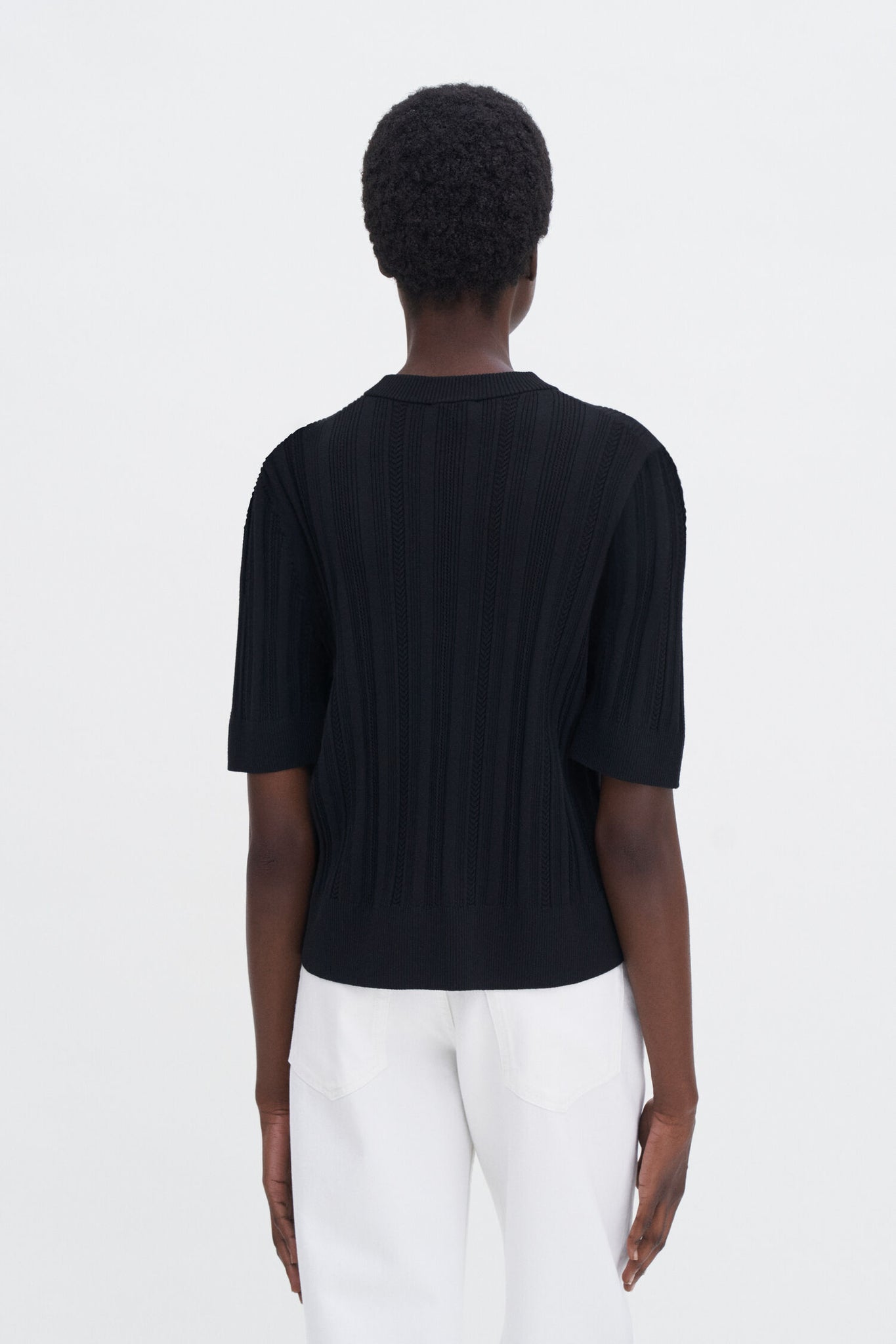 Braid knit t-shirt in black by Filippa K