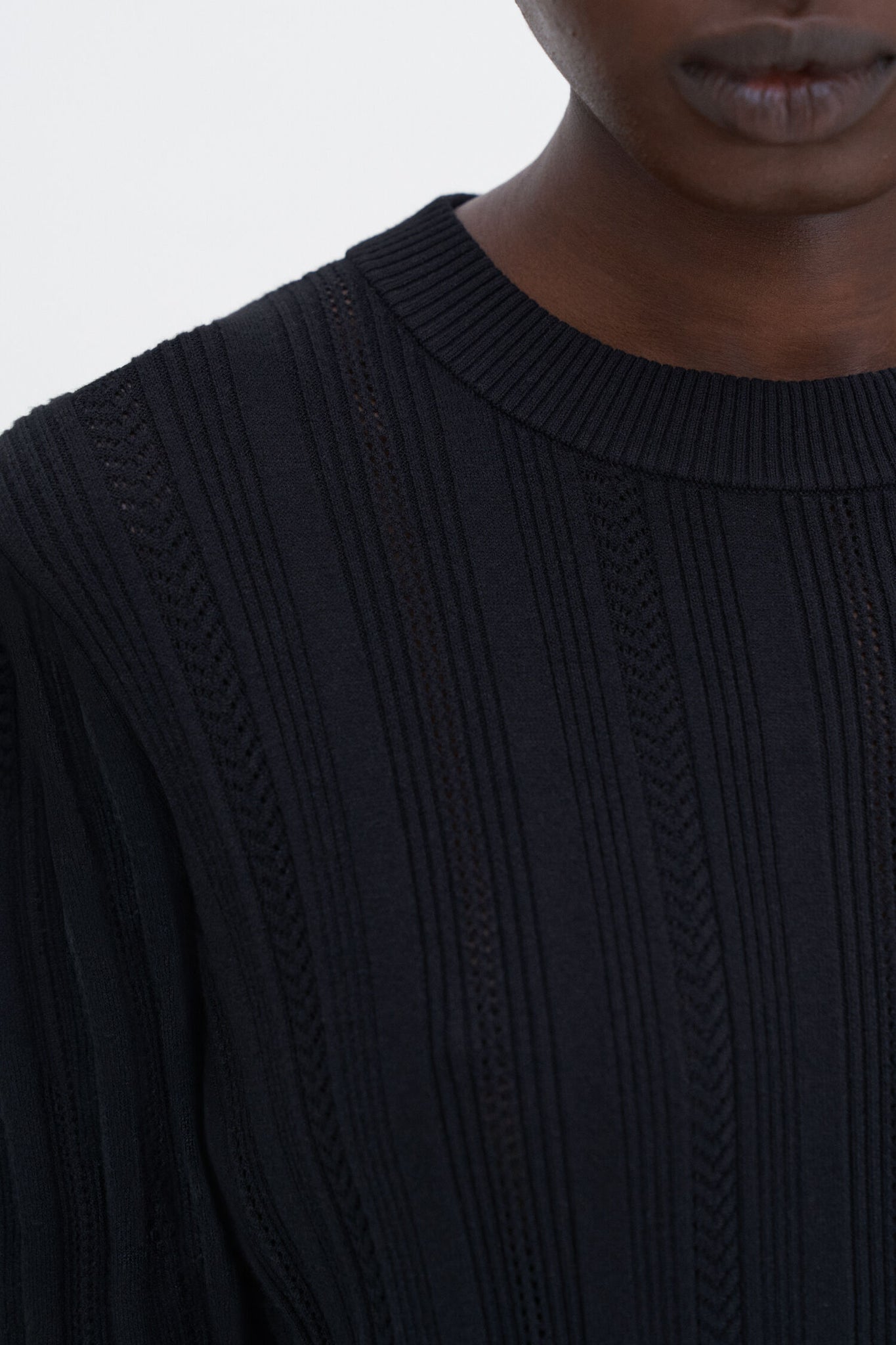Braid knit t-shirt in black by Filippa K