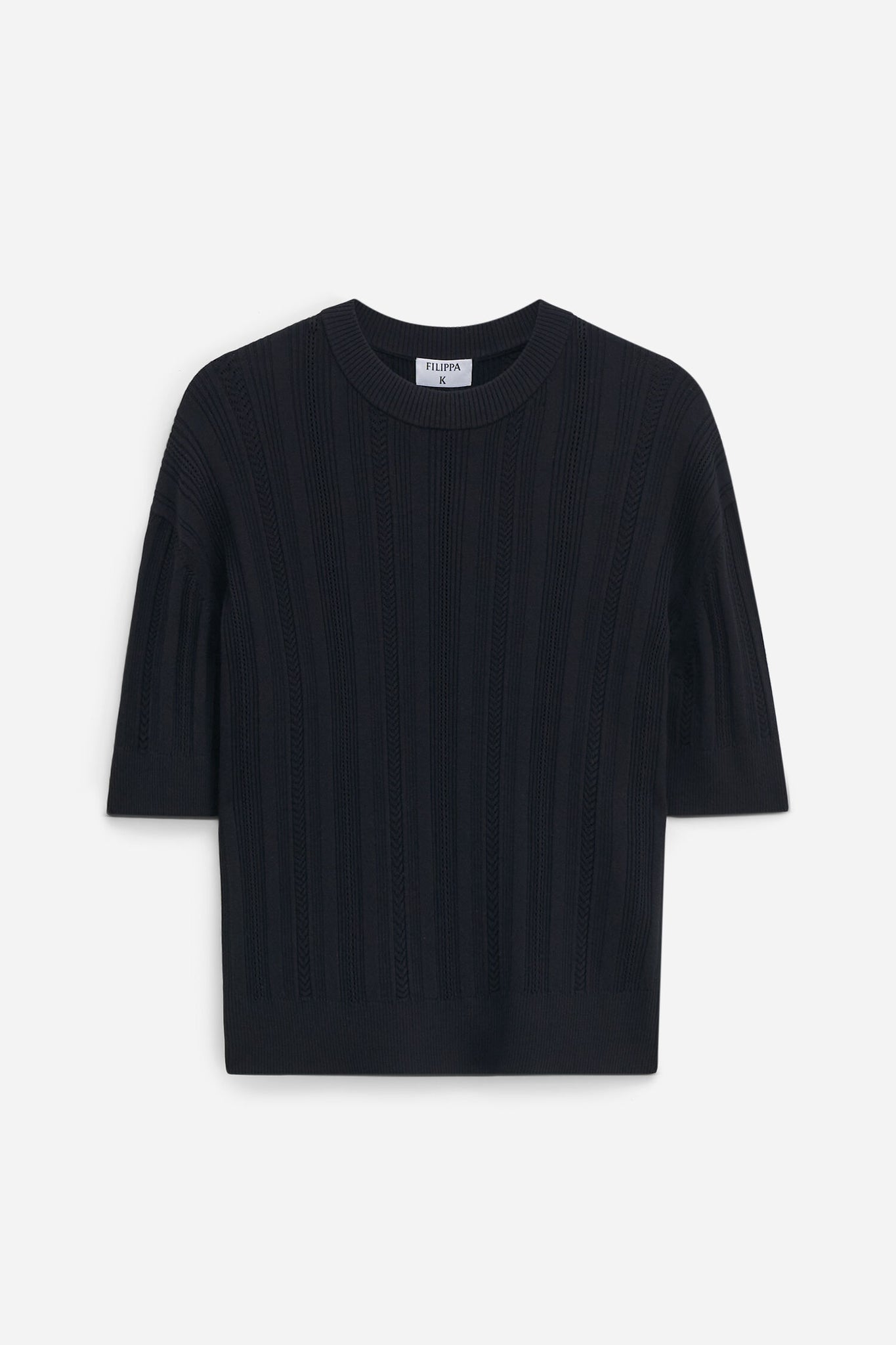 Braid knit t-shirt in black by Filippa K