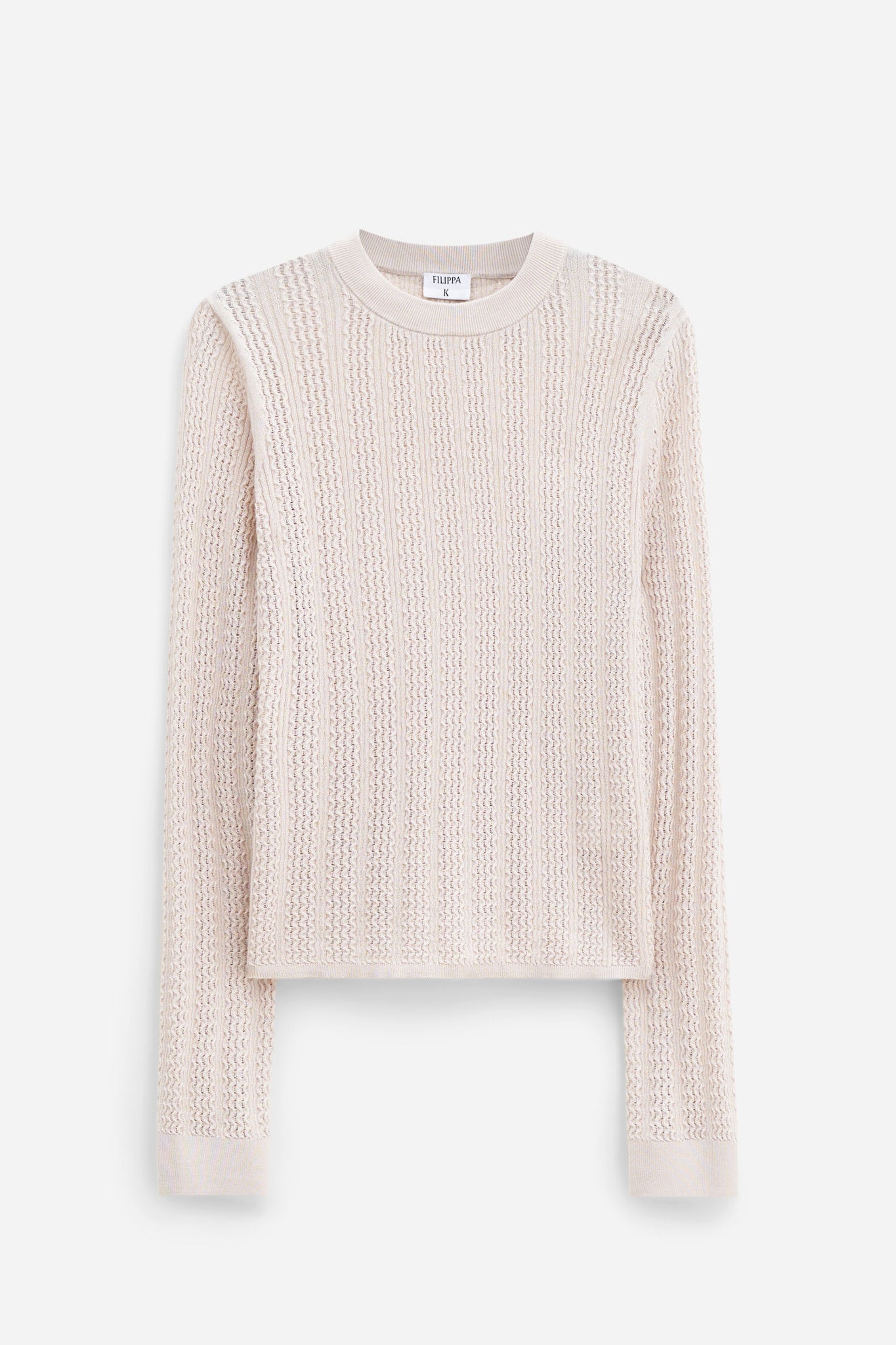 Lace knit top in light beige by Filippa K