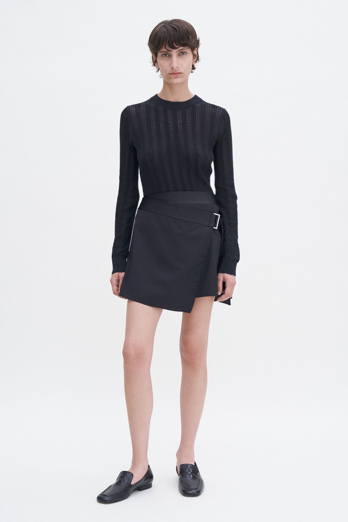 Lace knit top in black by Filippa K