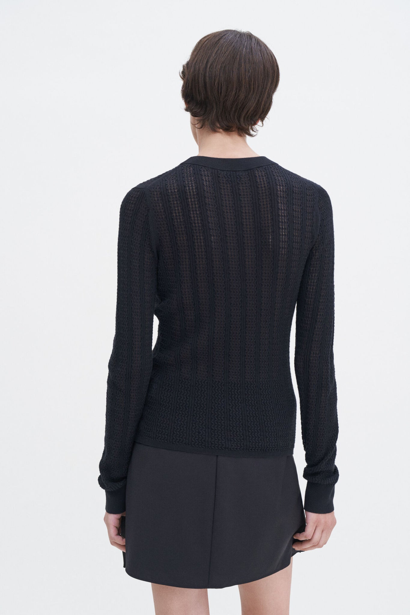 Lace knit top in black by Filippa K