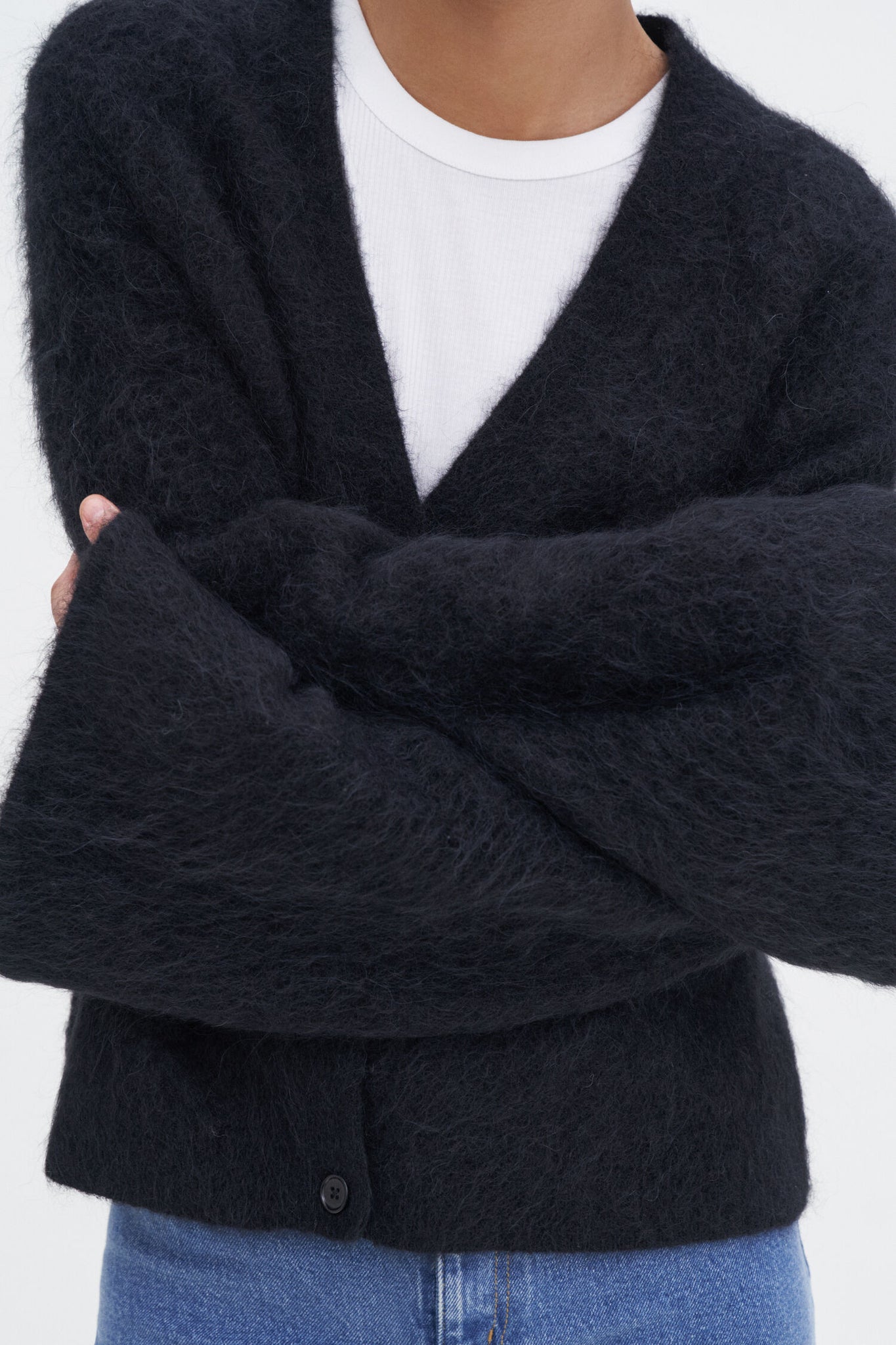 Fluffy cardigan in black by Filippa K