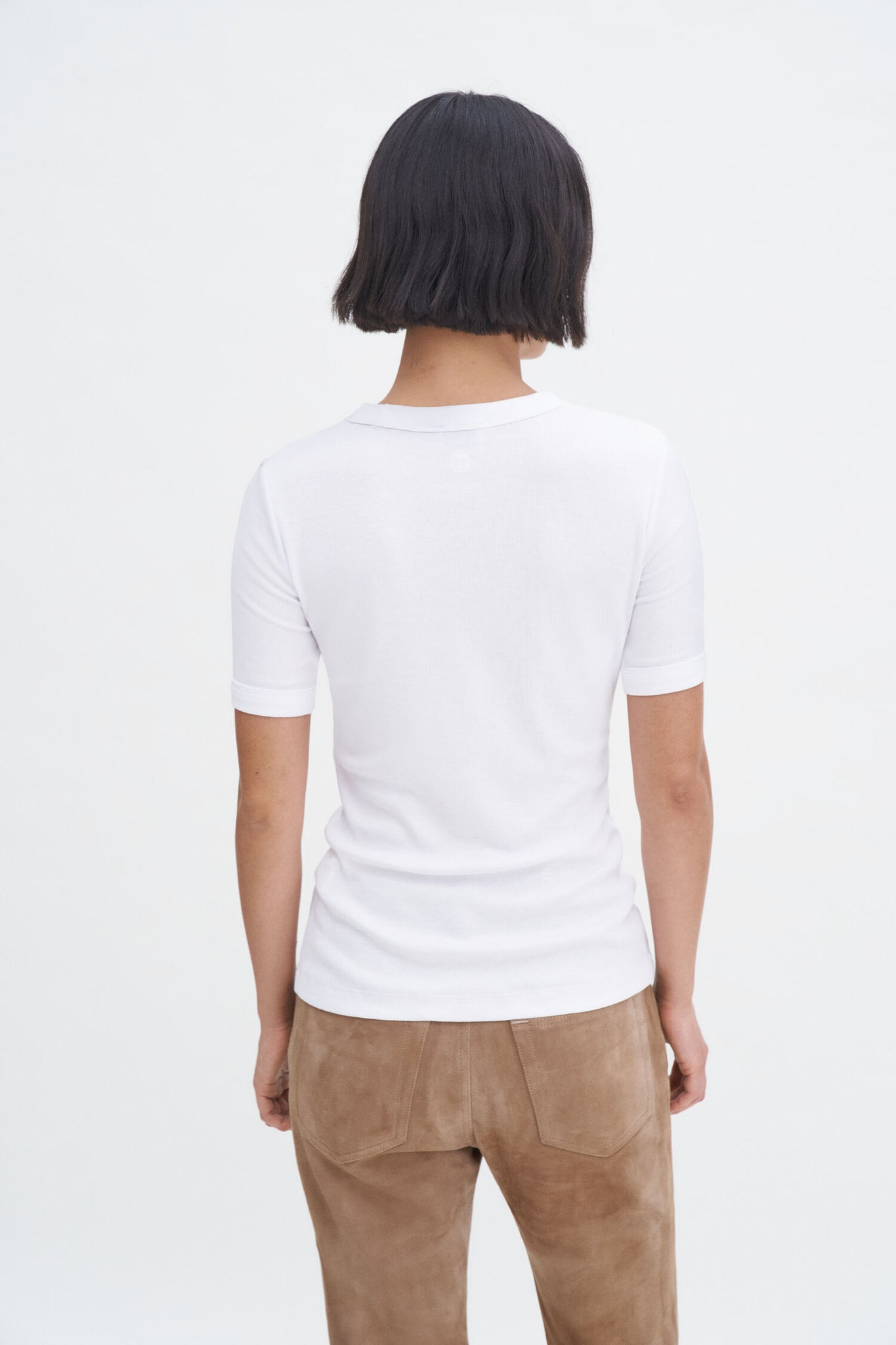 Soft rib tee in white by Filippa K