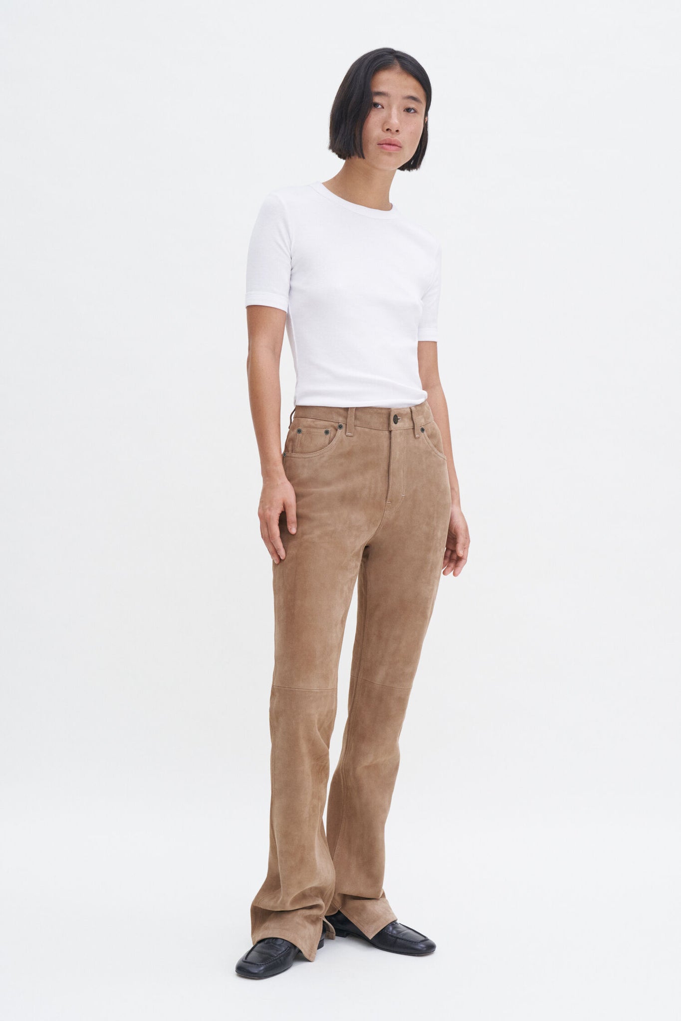 Soft rib tee in white by Filippa K