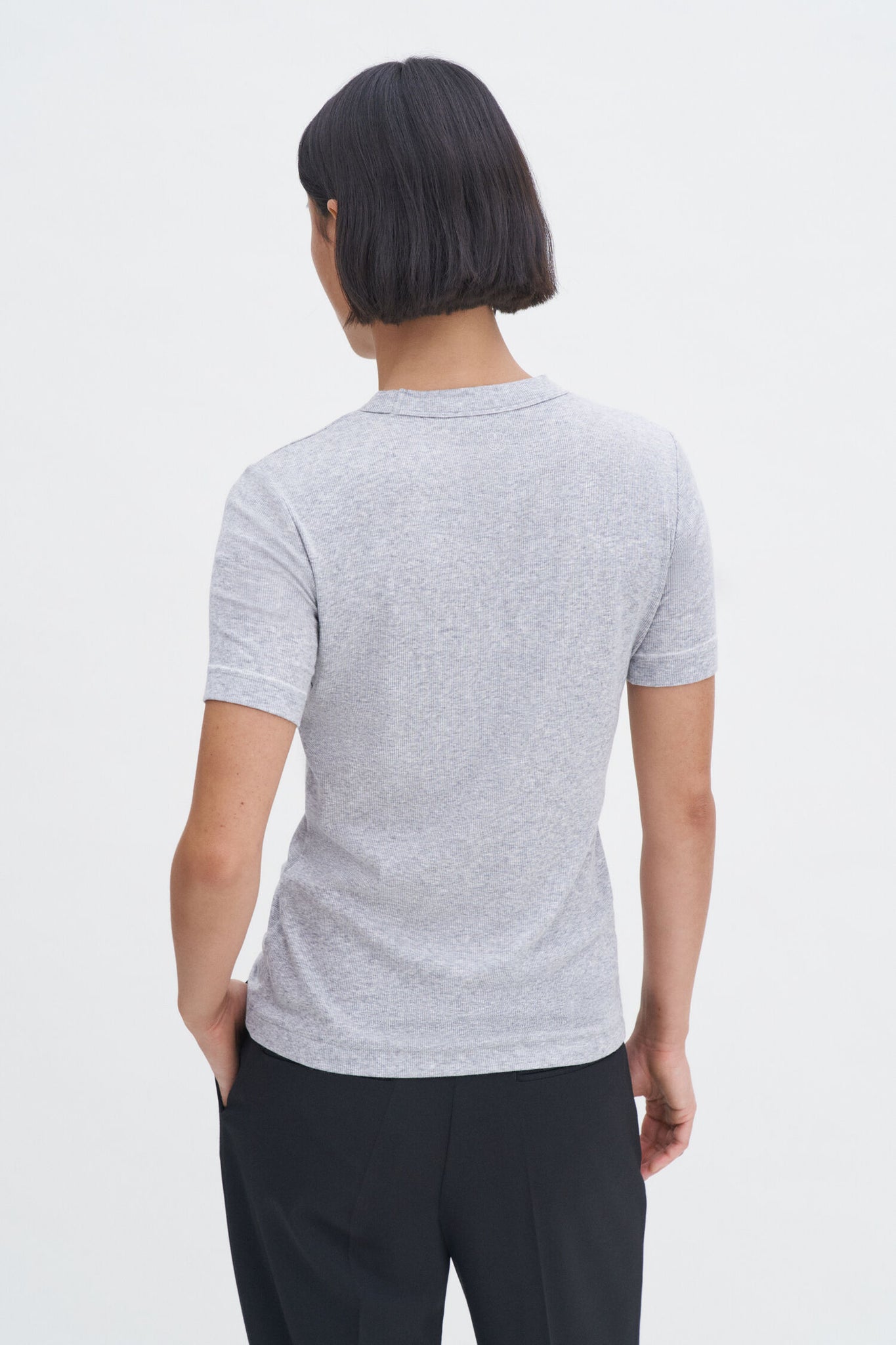 Soft rib tee in light grey melange by Filippa K