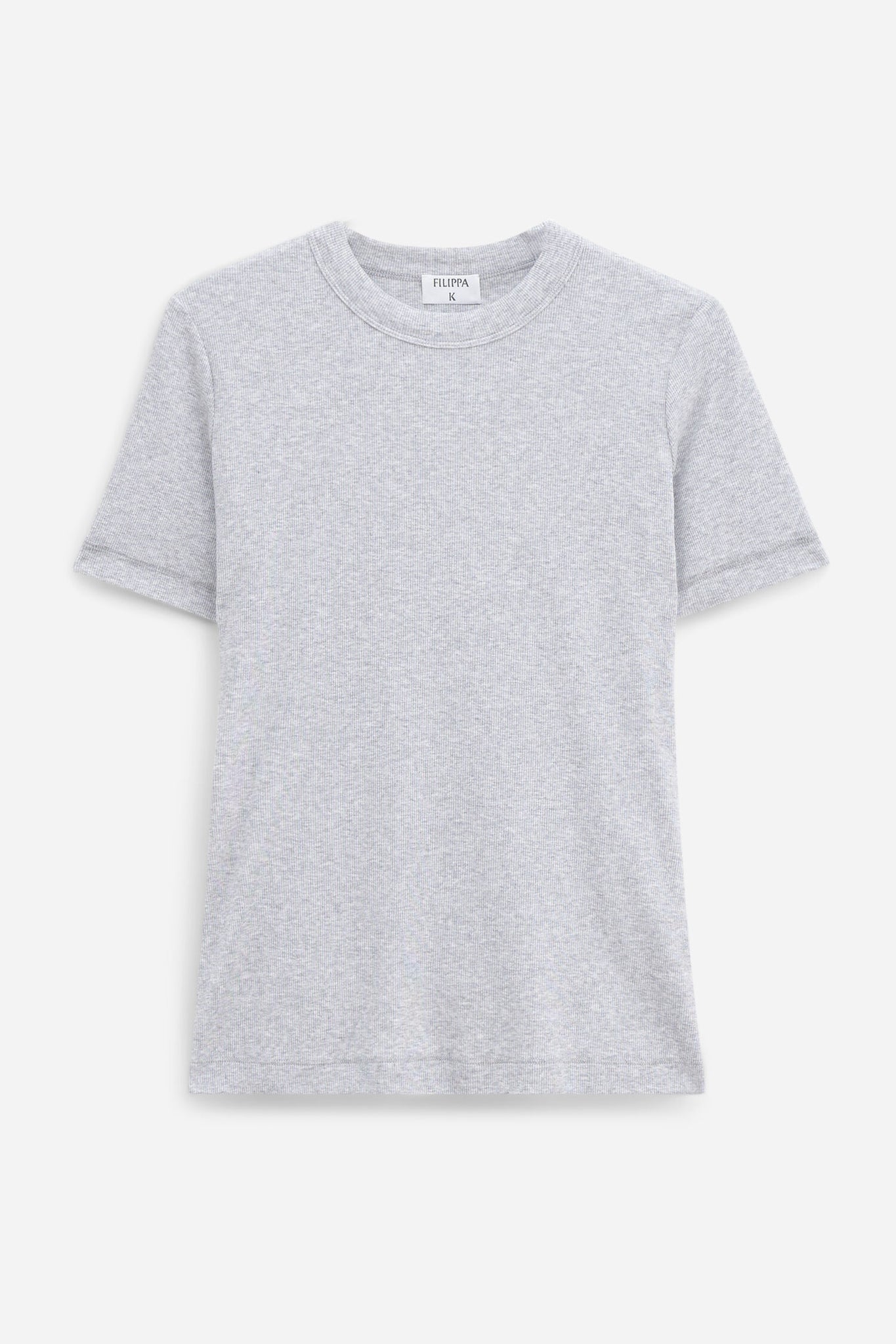 Soft rib tee in light grey melange by Filippa K