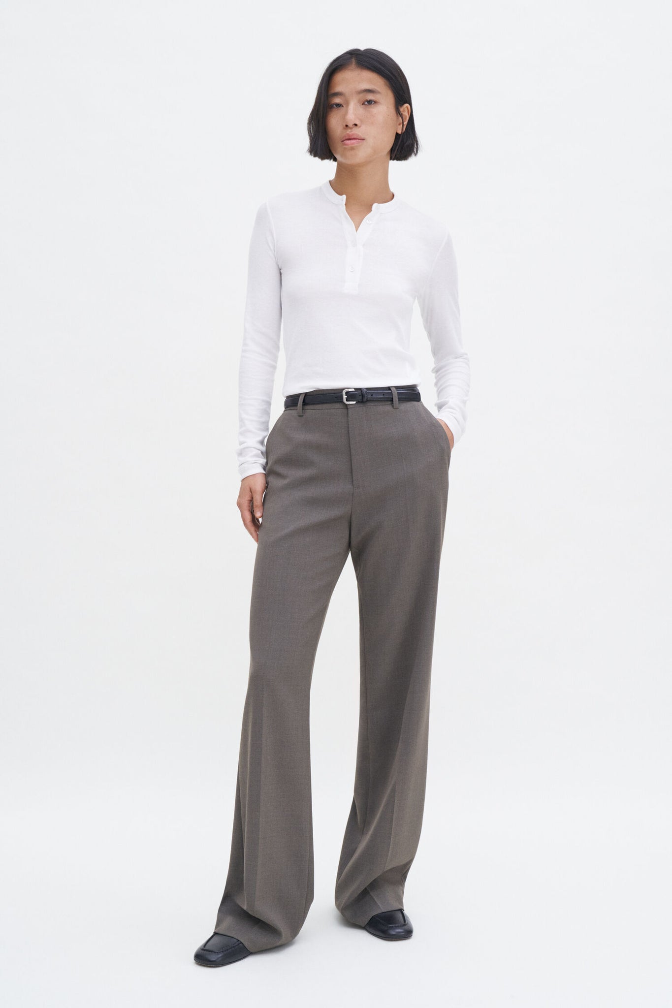Soft rib henley in white by Filippa K
