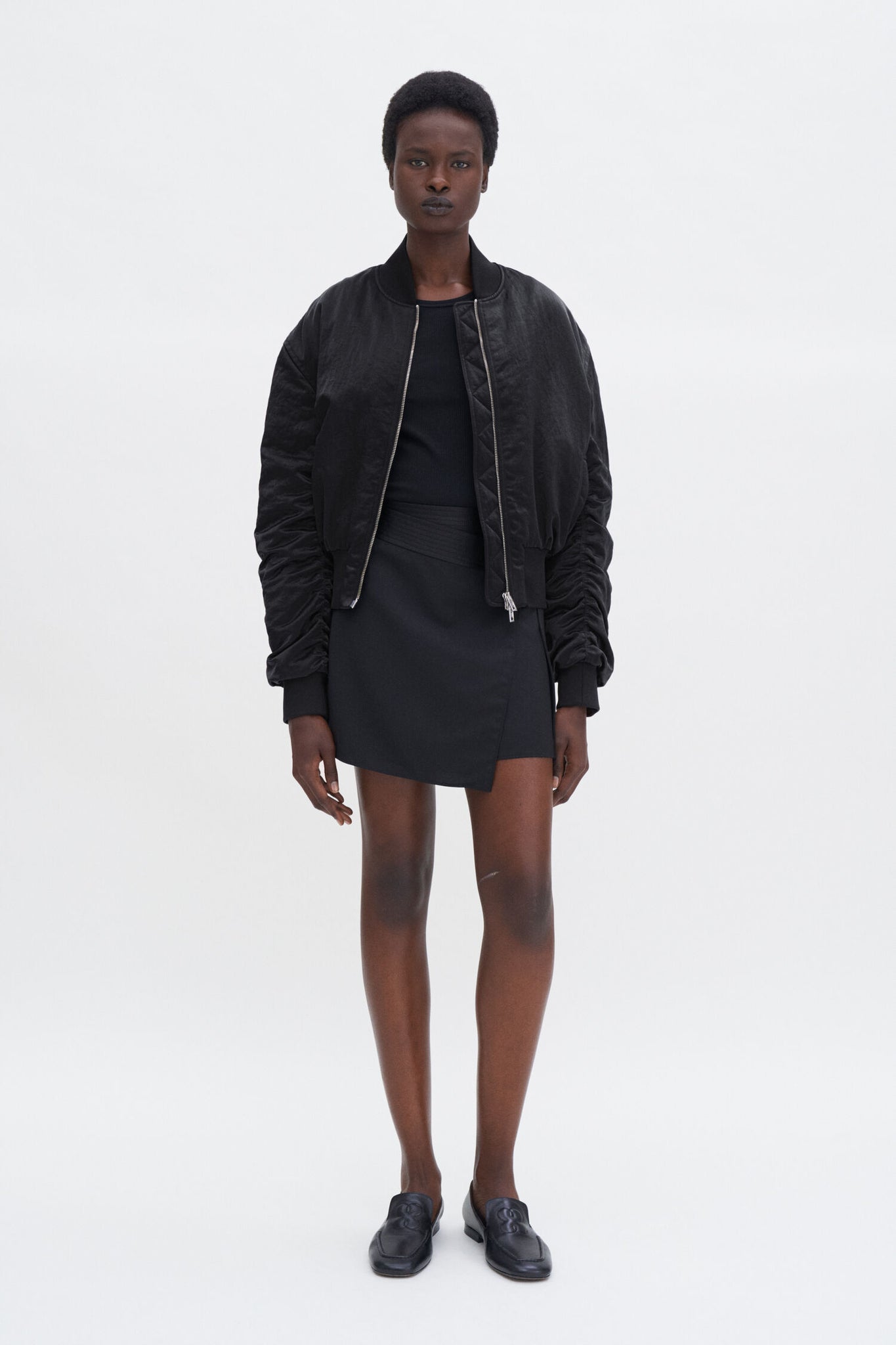 Nylon zip jacket in black by filippa k