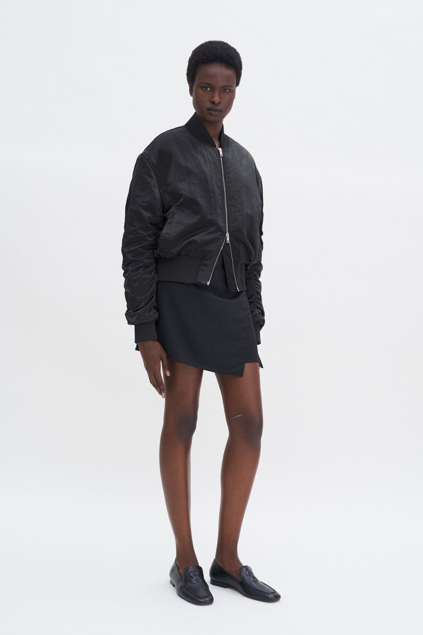 Nylon zip jacket in black by filippa k