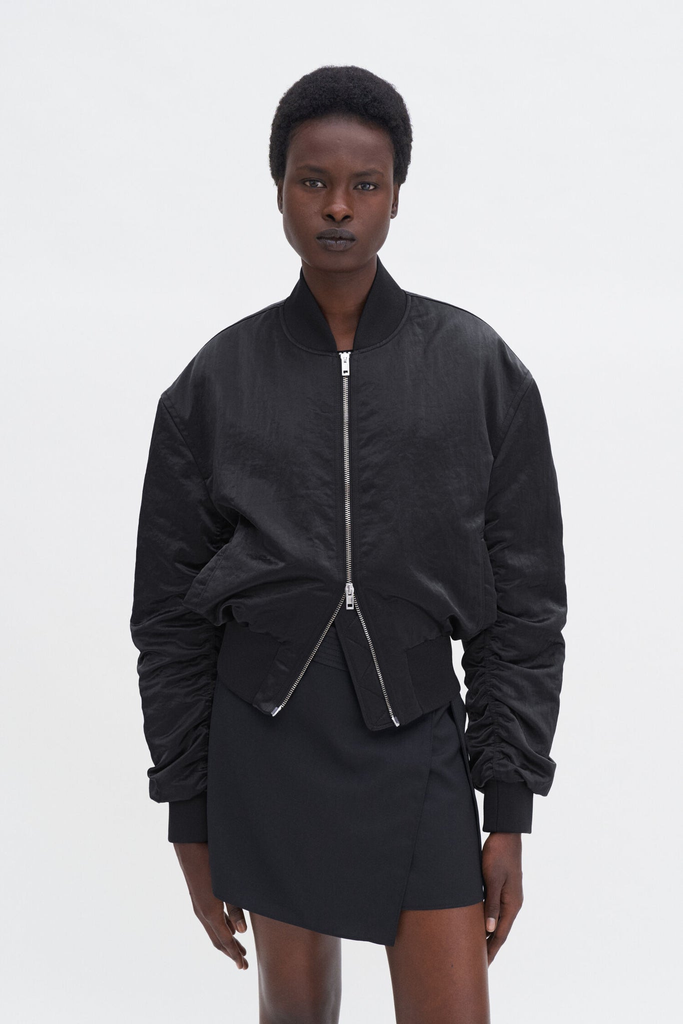 Nylon zip jacket in black by filippa k