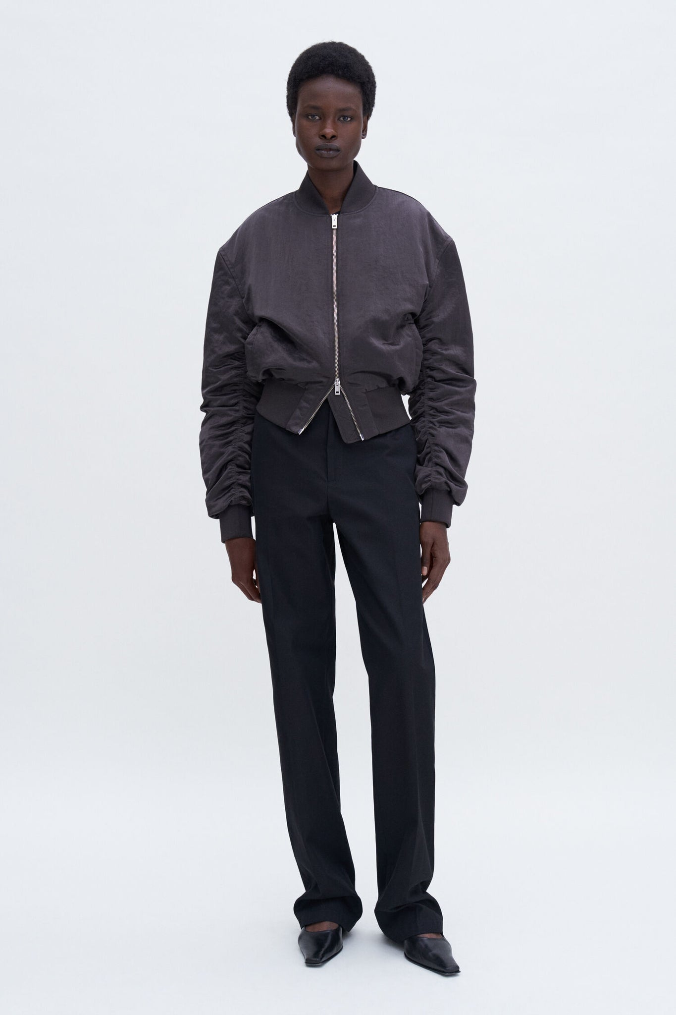 Nylon zip jacket in dark oak by filippa k