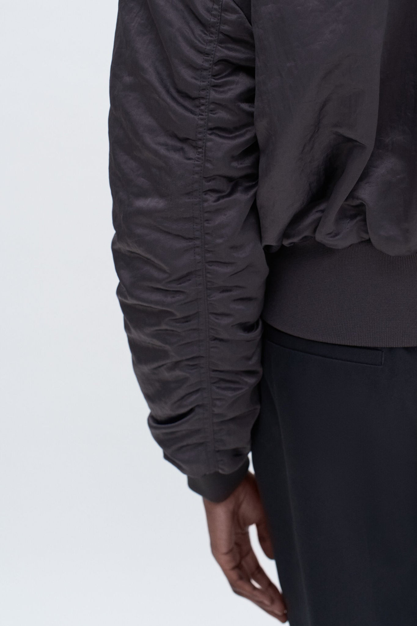 Nylon zip jacket in dark oak by filippa k