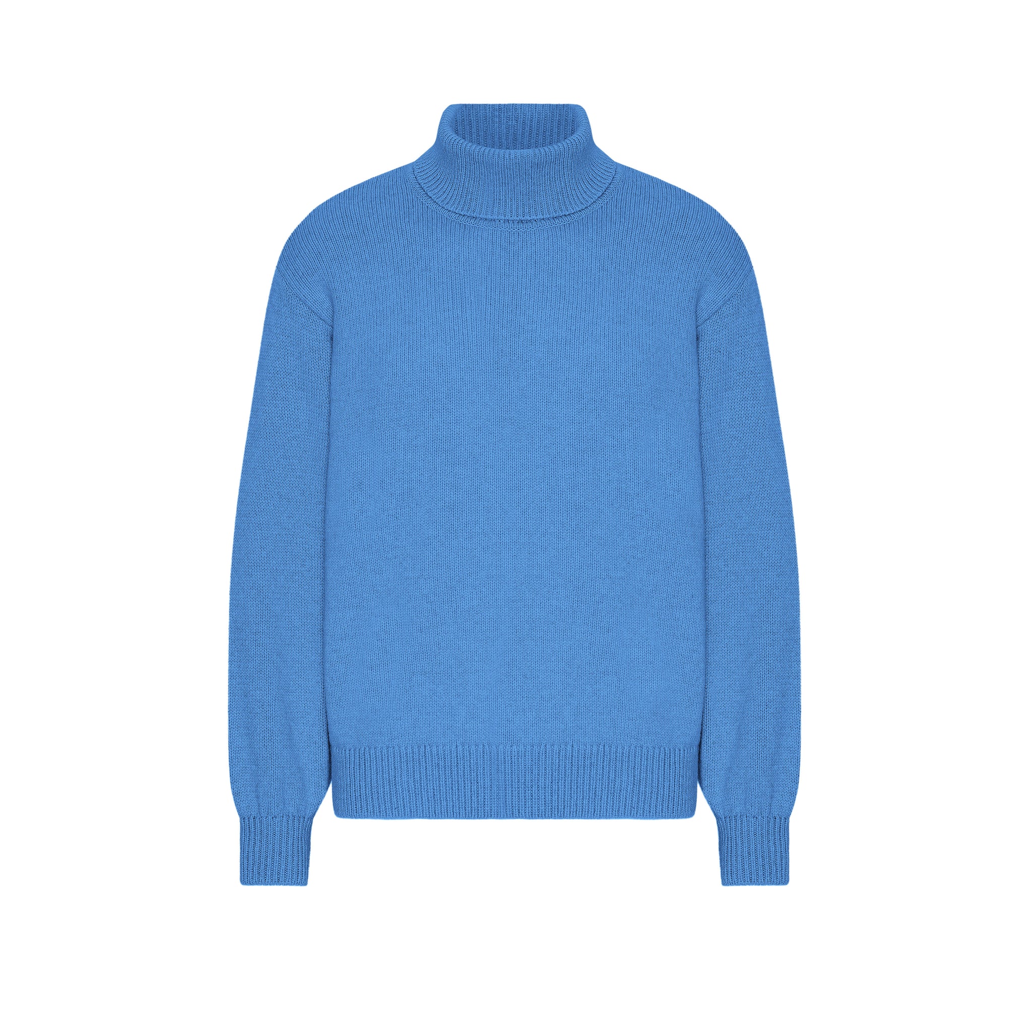 Merino wool turtleneck in pacific blue