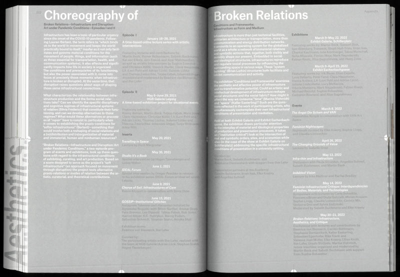 Broken relations, infrastructure, aesthetics, and critique by Martin Beck, Beatrice von Bismarck, Sabeth Buchmann, Ilse Lafer