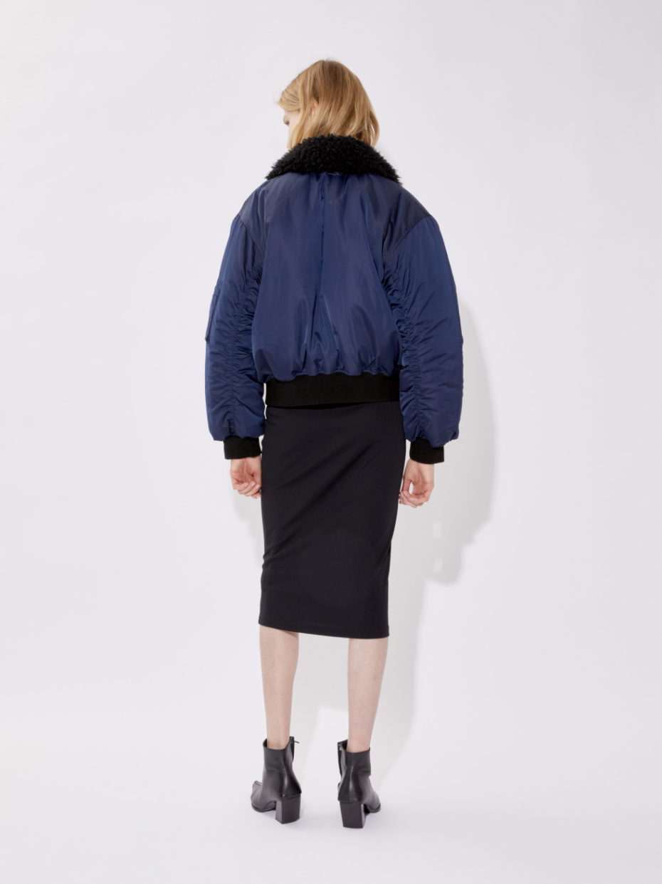 Bomber jacket with collar detail in navy / black
