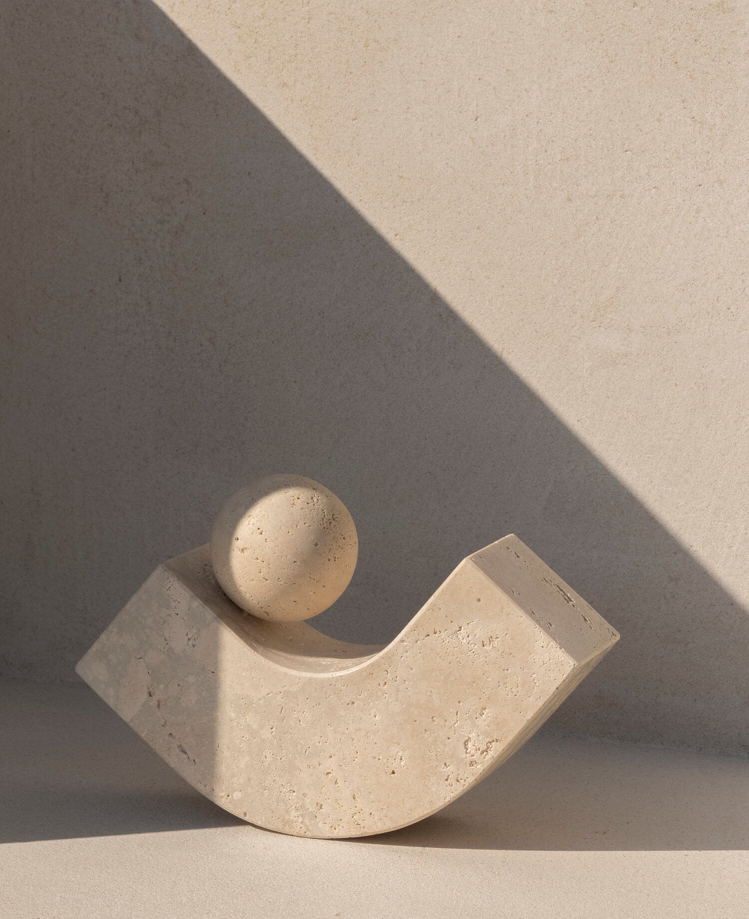 Equi Travertine Sculture and Bookend by Cache