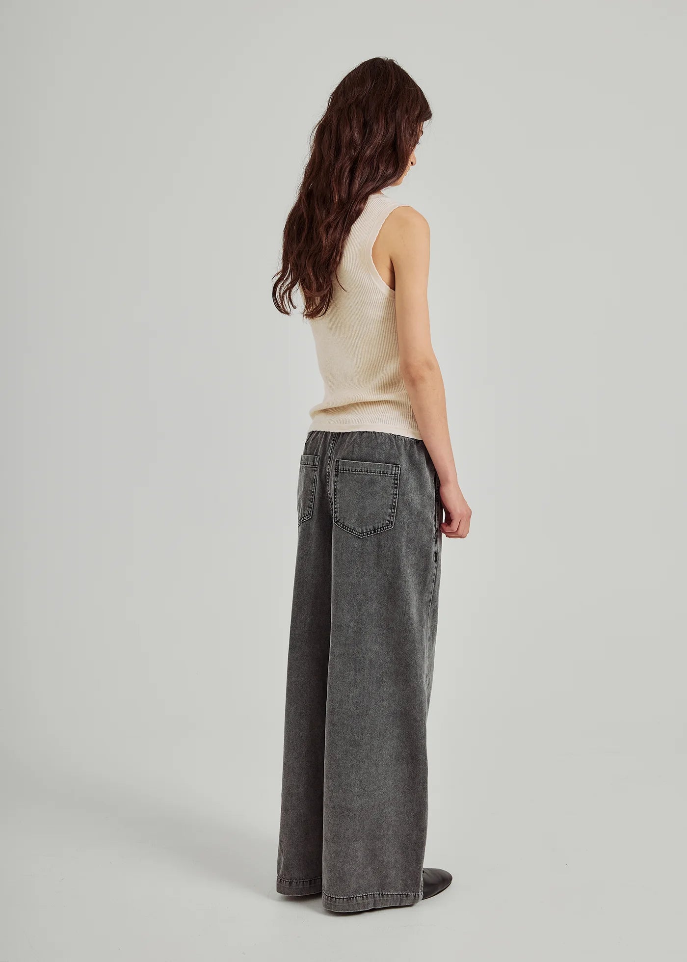 Caddie loose denim pants in grey