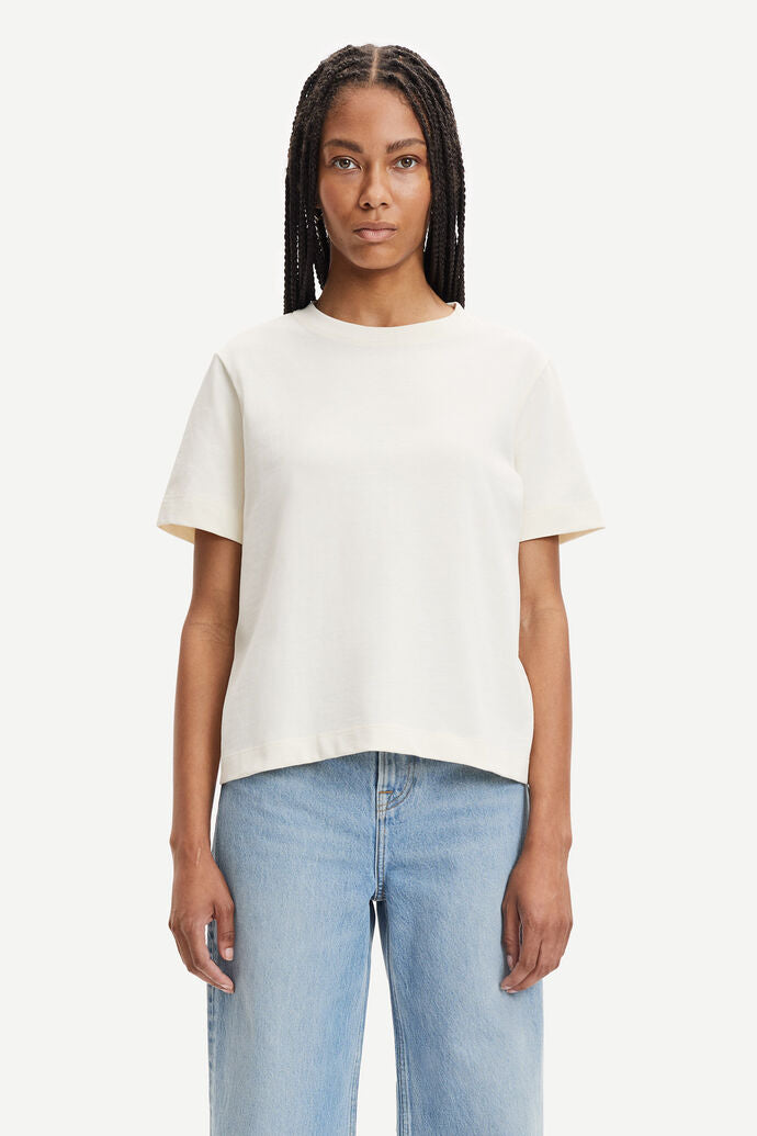 Boxy cotton t-shirt in clear cream