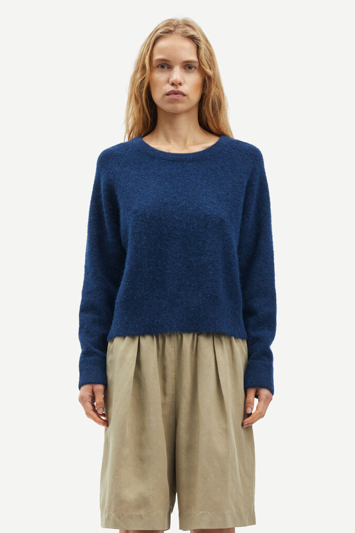 Nor on short alpaca sweater in pageant blue