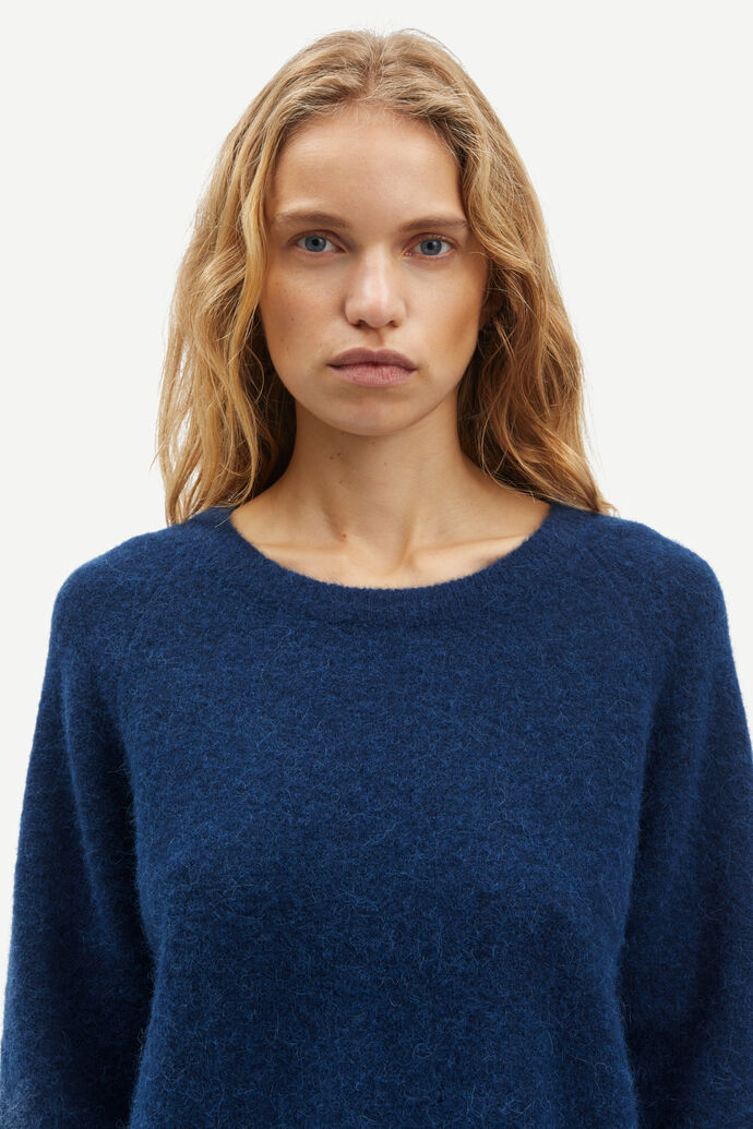 Nor on short alpaca sweater in pageant blue