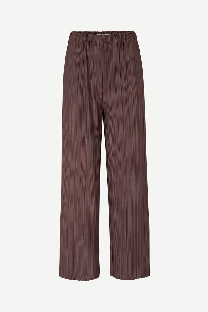 Pleated wide leg trousers in brown stone