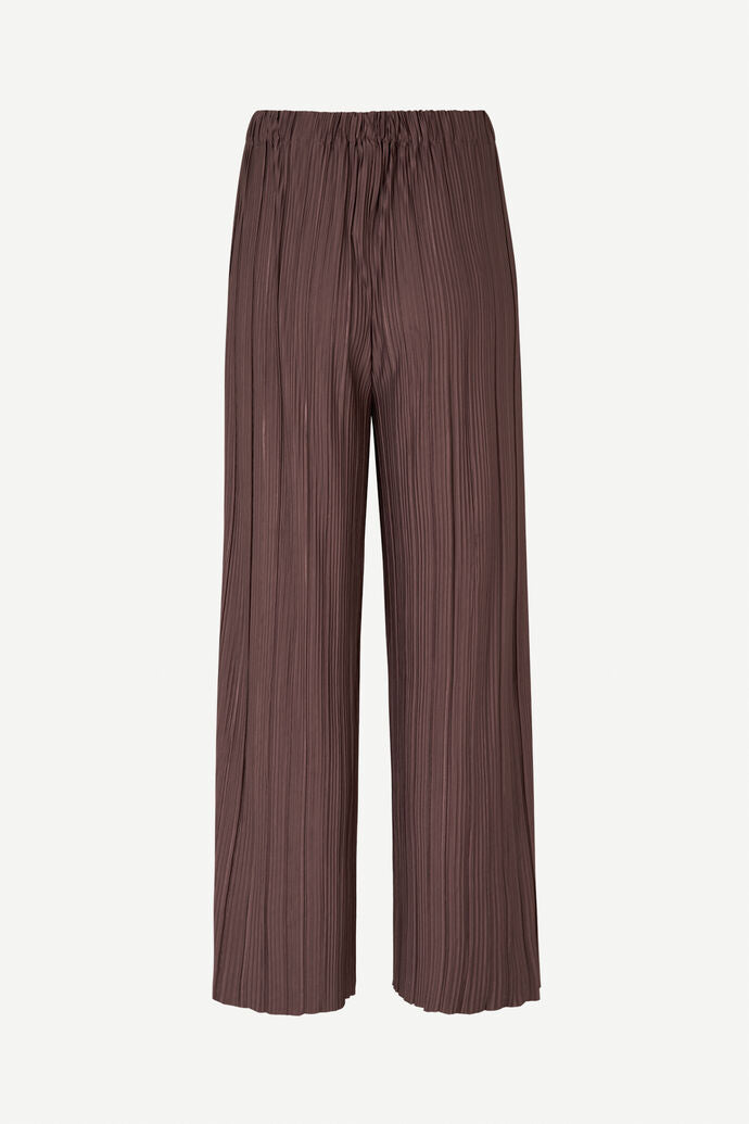Pleated wide leg trousers in brown stone