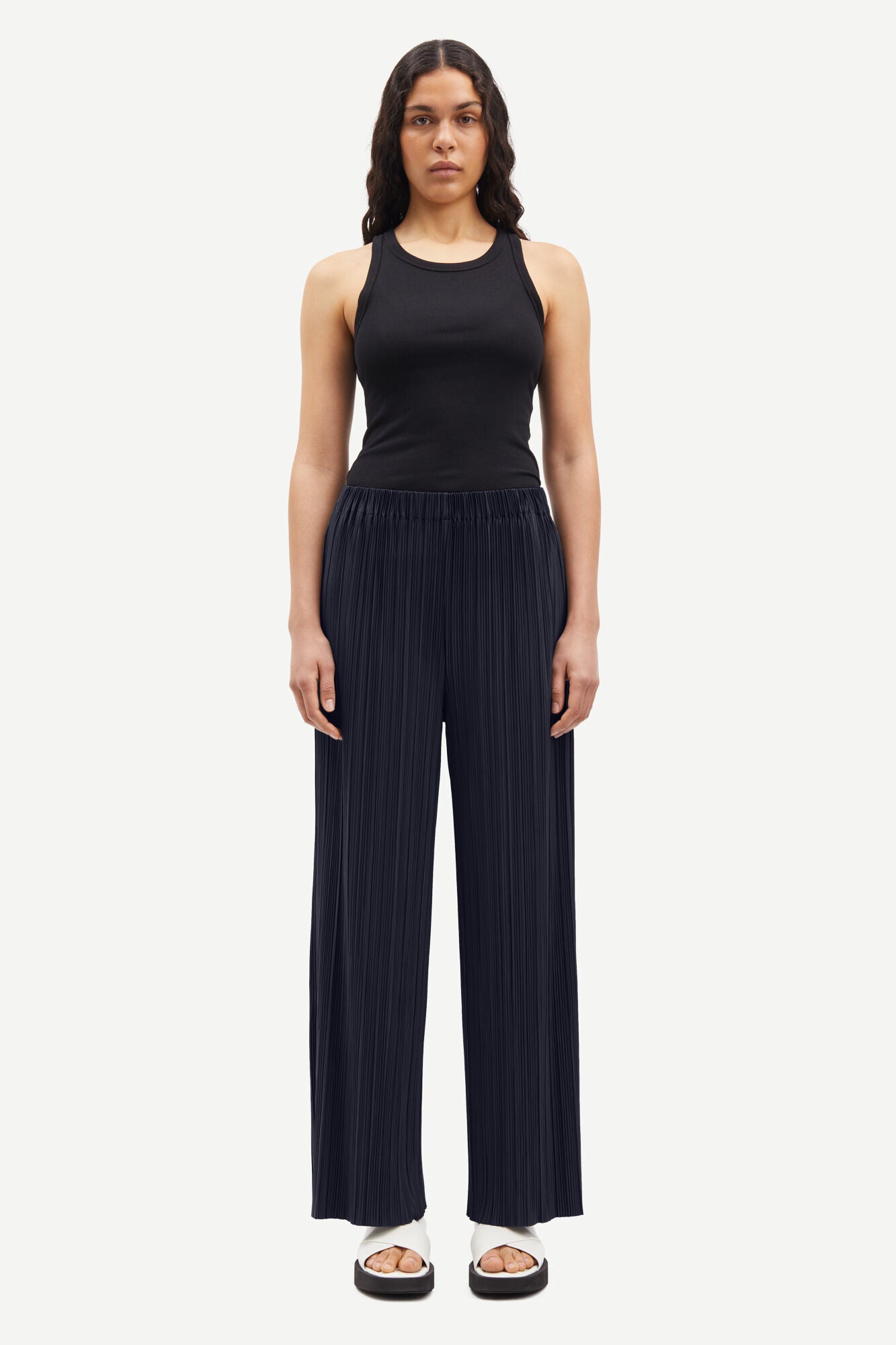 Pleated trousers in night sky
