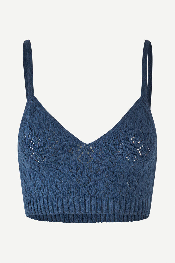 Knitted crop top - pageant blue
