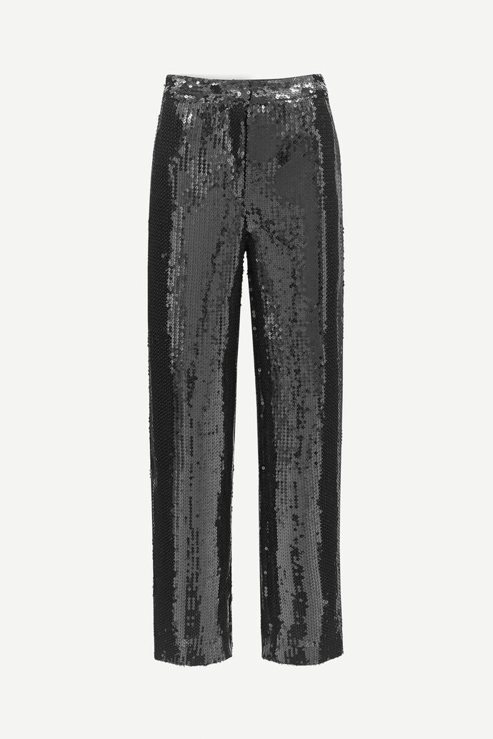 Sequin wide leg pants in black