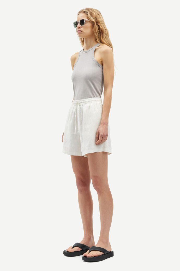 Linen drawstring shorts in white