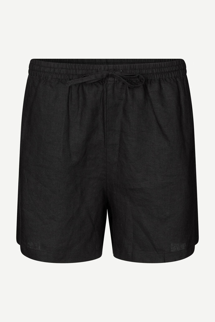 Linen drawstring shorts in black