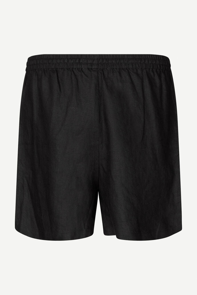 Linen drawstring shorts in black
