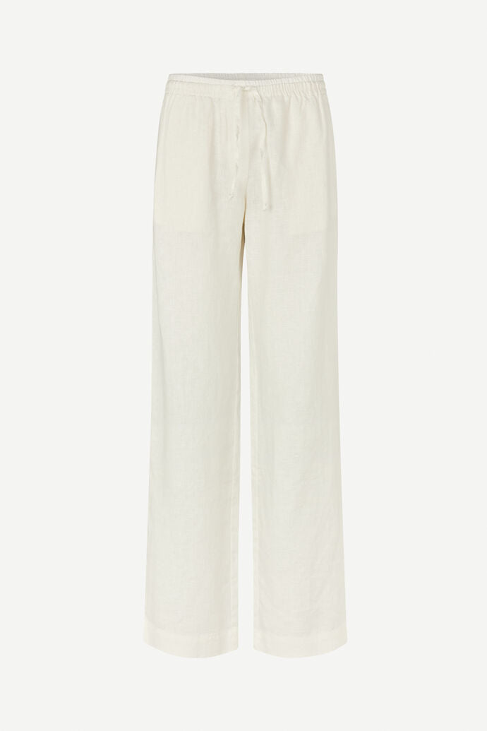Linen drawstring trousers in white