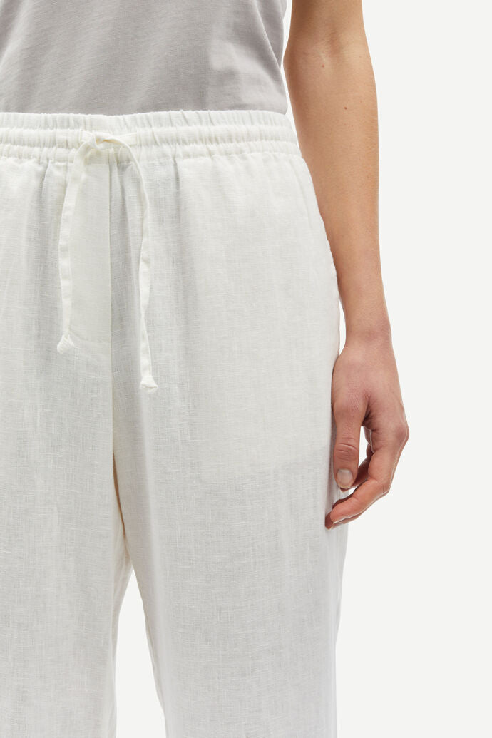 Linen drawstring trousers in white