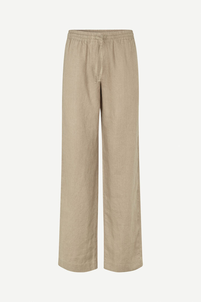 Linen drawstring trousers in nature