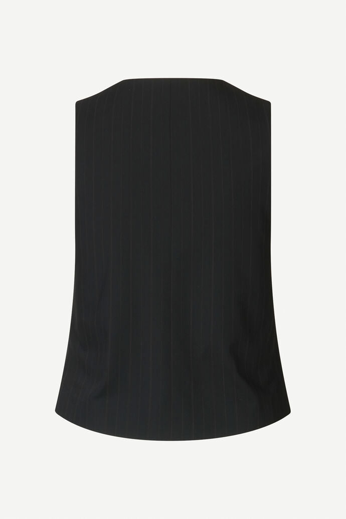Saramona vest in black pinstripe
