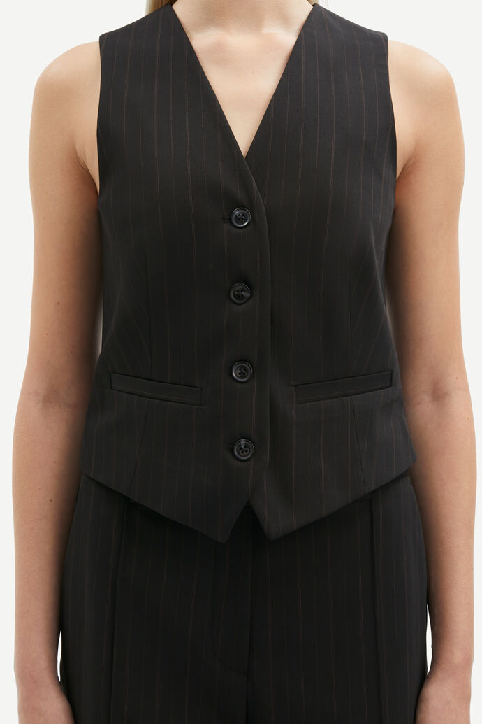 Saramona vest in black pinstripe