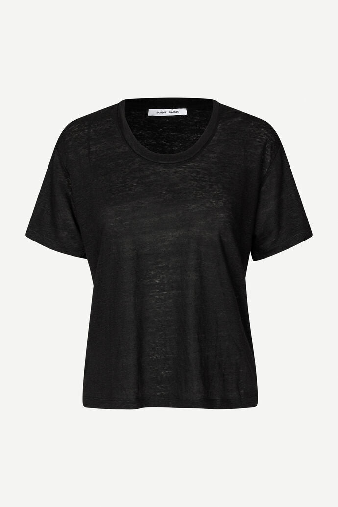 Linen t-shirt in black