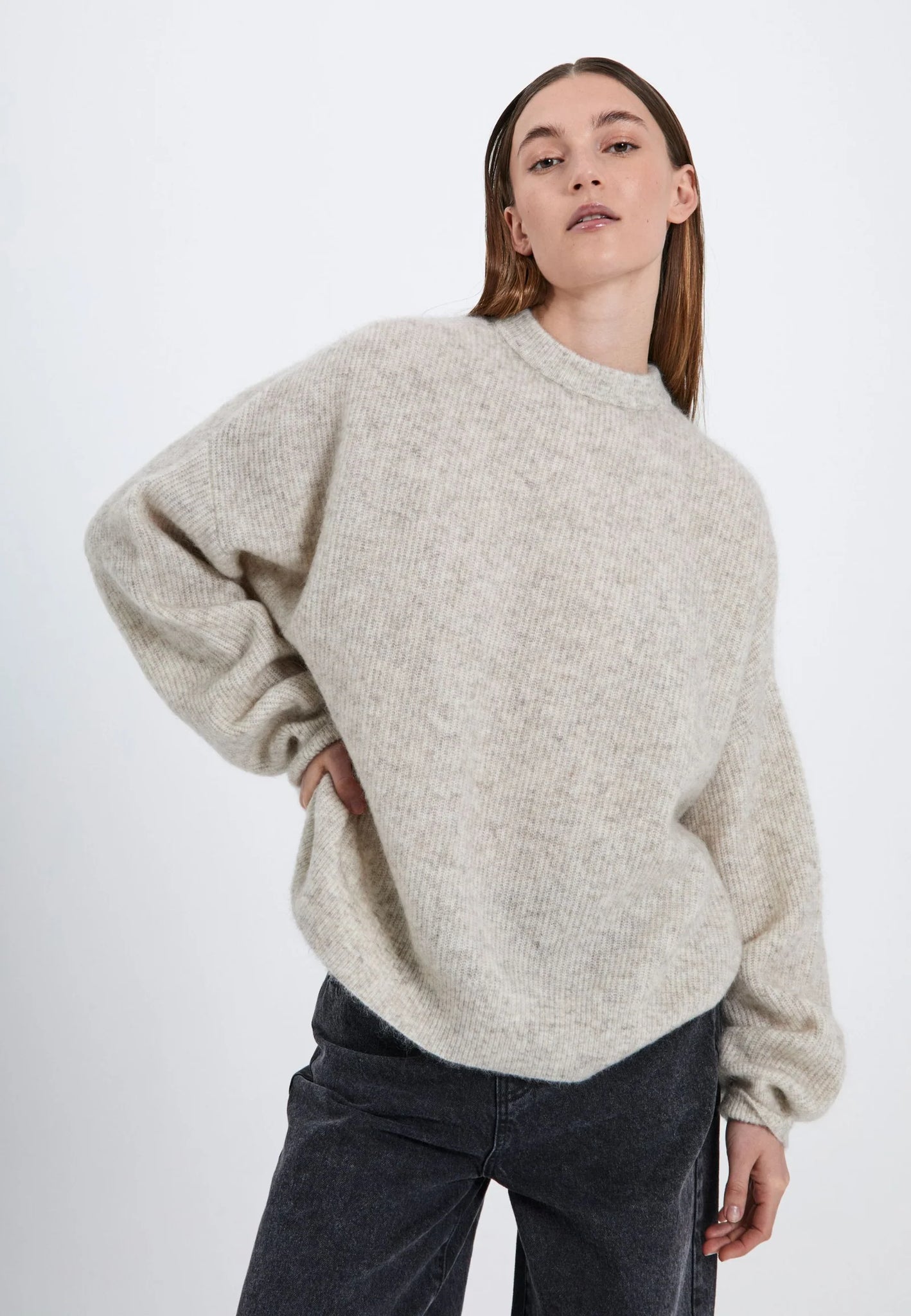 Hazina knit top in beige melange