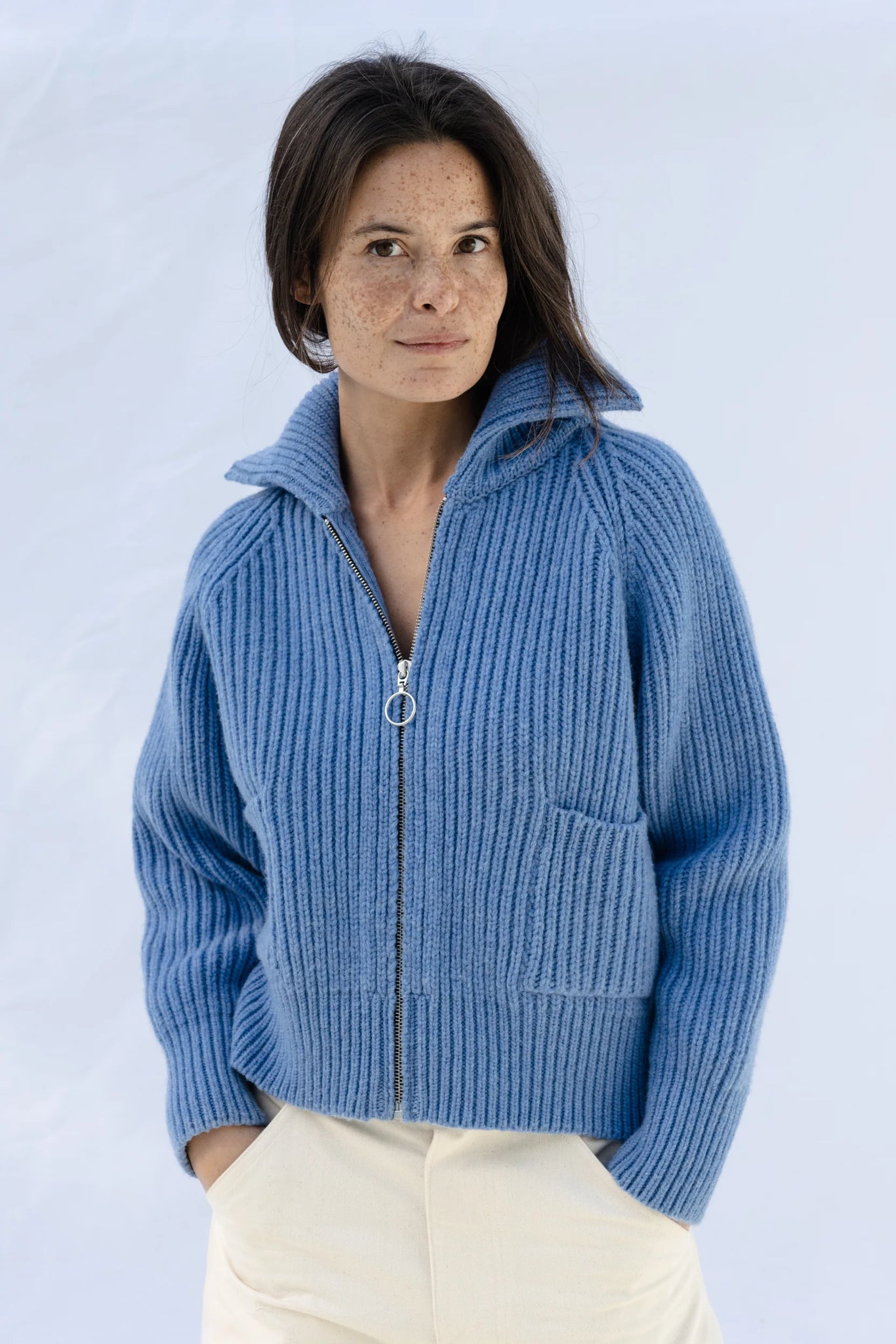 Lilly polo cardigan in light blue