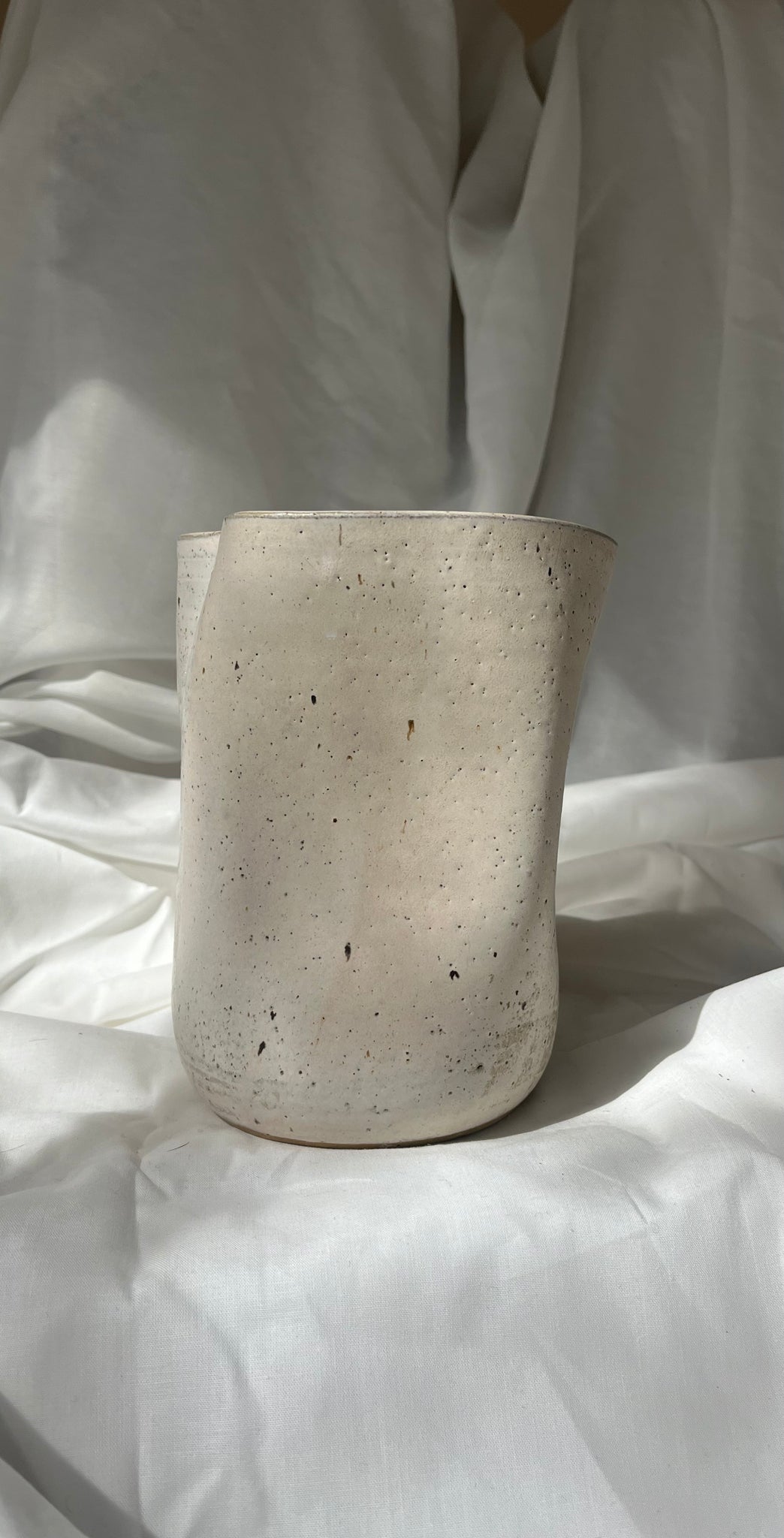 Deformed vase in beige by hap