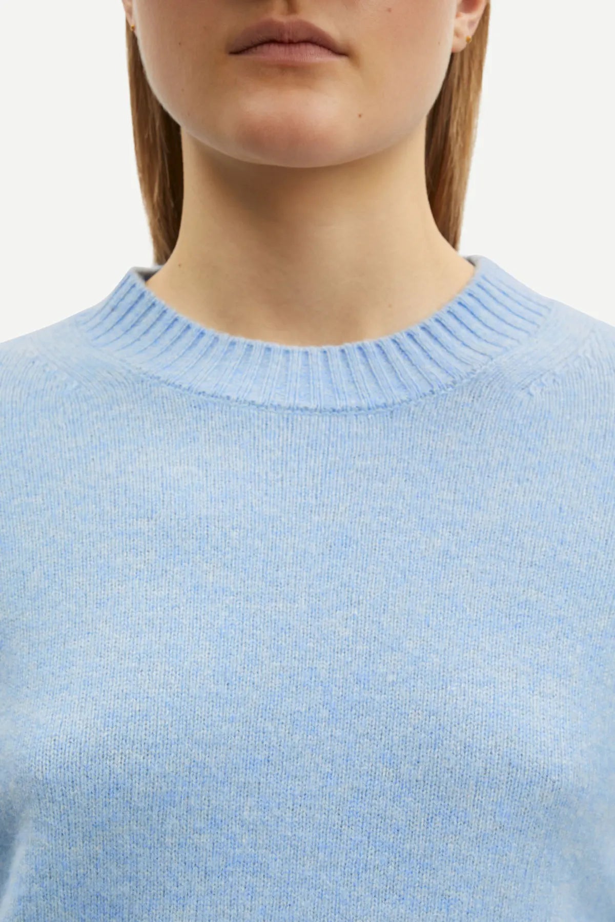 Pure merino knit sweater in subdued blue