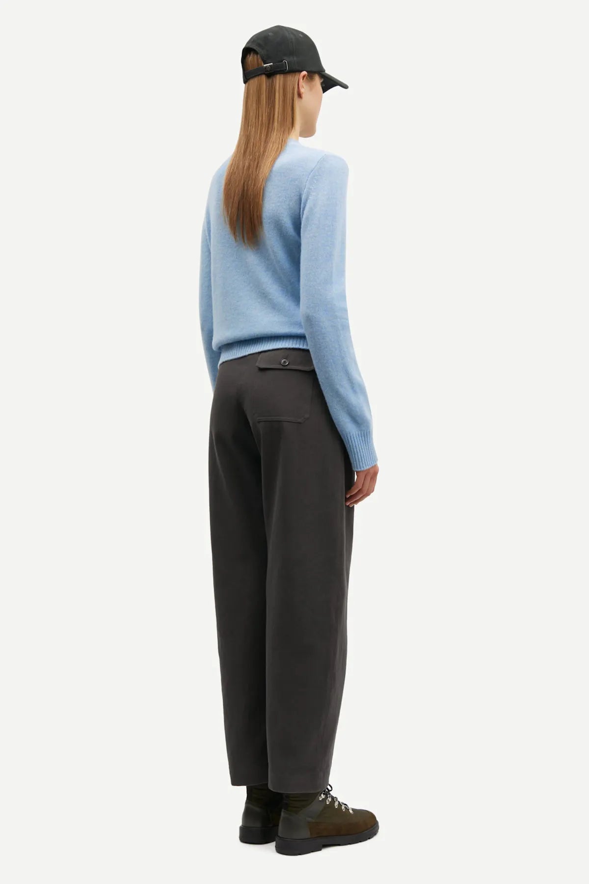 Pure merino knit sweater in subdued blue