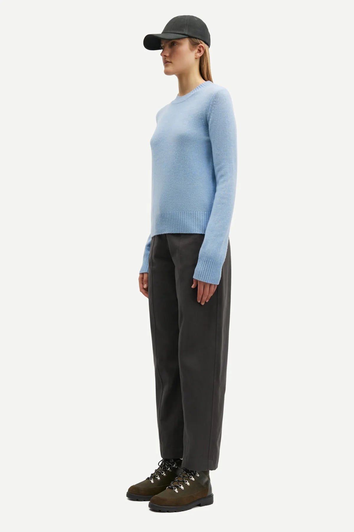 Pure merino knit sweater in subdued blue