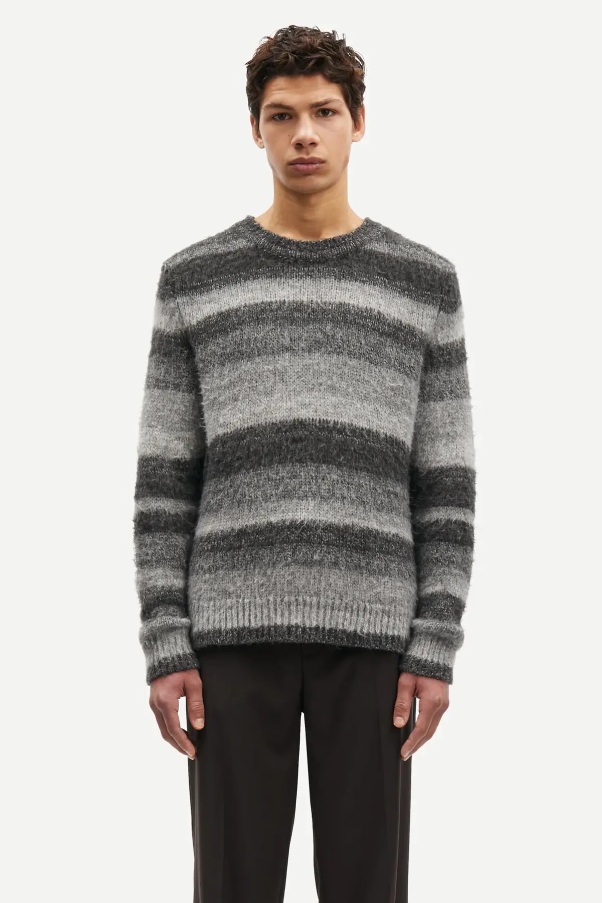 Saari striped sweater in grey melange