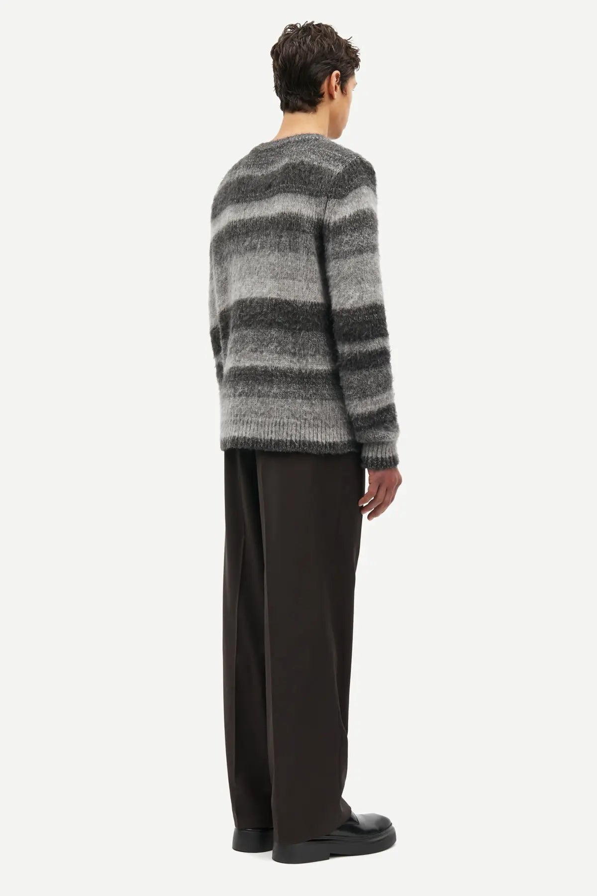 Saari striped sweater in grey melange