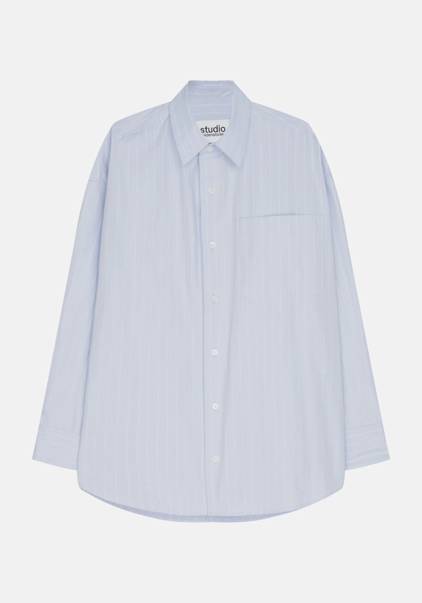 Gender neutral oversized shirt in blue stripes by Studio Seidensticker