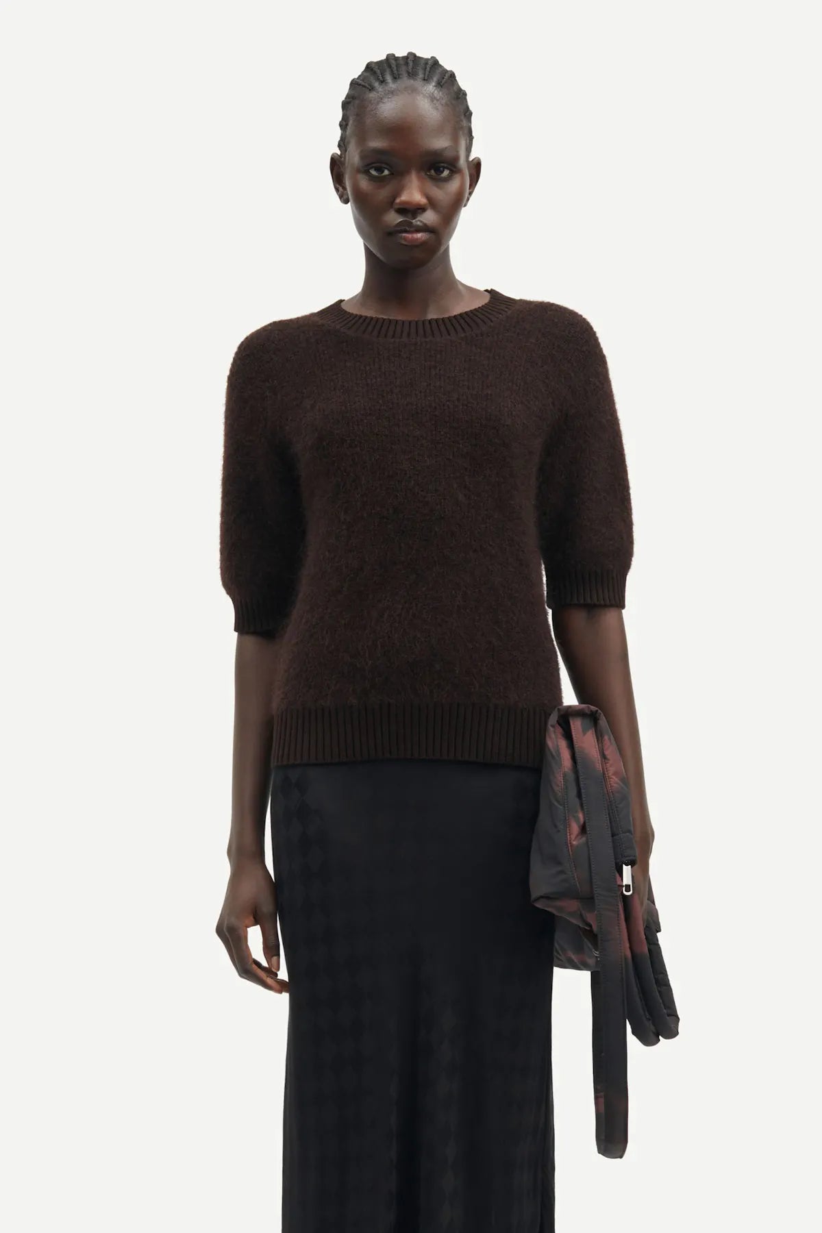 Jeanne short sleeve knit in chocolate