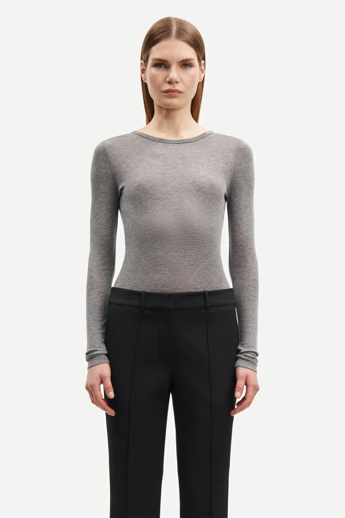 Light wool longsleeve in grey melange